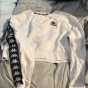 Kappa White Cropped Sweatshirt with Black Logo